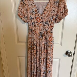 Torrid Floral Print Maxi Dress - Orange and Black